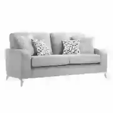 Contemporary High Back 3 Seater Sofa with Rounded Arms and Chrome Feet